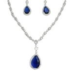 American Diamond Drop Pendant Necklace Set - 1